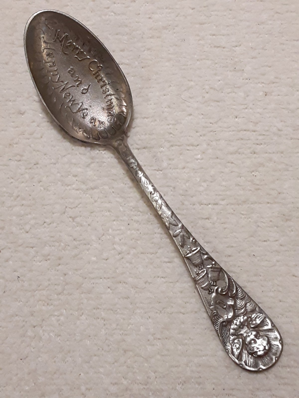 Vintage Merry Christmas Xmas Happy New Year Spoon Plated Sterling Plate