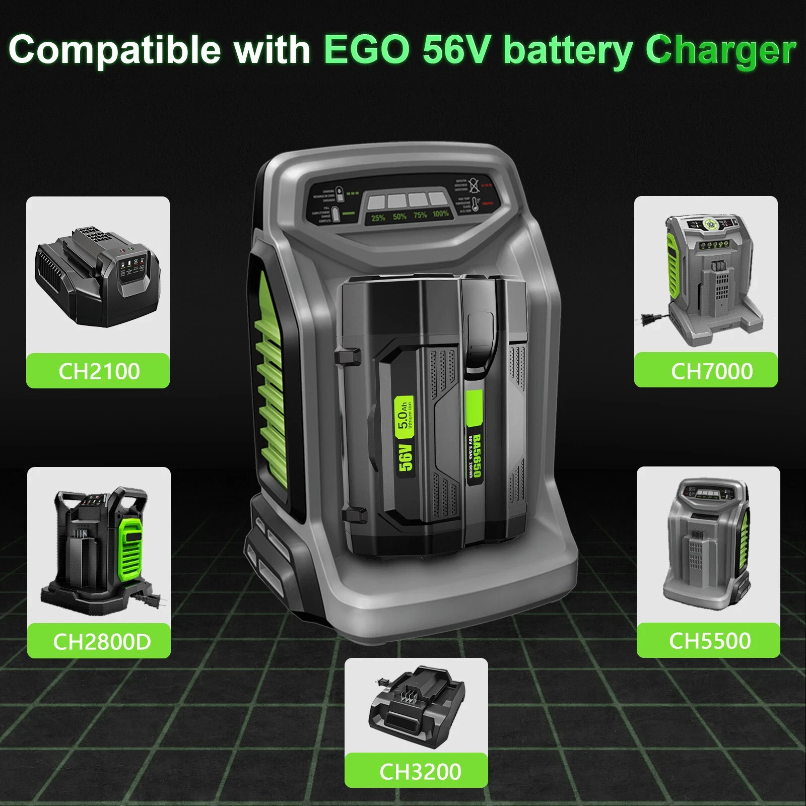 1x 56Volt 5.0Ah Lithium-ion Battery For EGO Power+ 56V BA5600T BA2800T BA2240