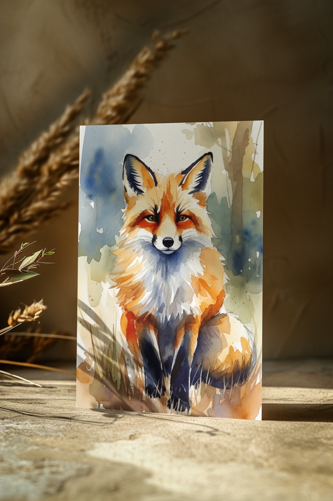 ACEO Watercolor Red Fox Art Print – Woodland Fox Painting – Rustic Forest Animal