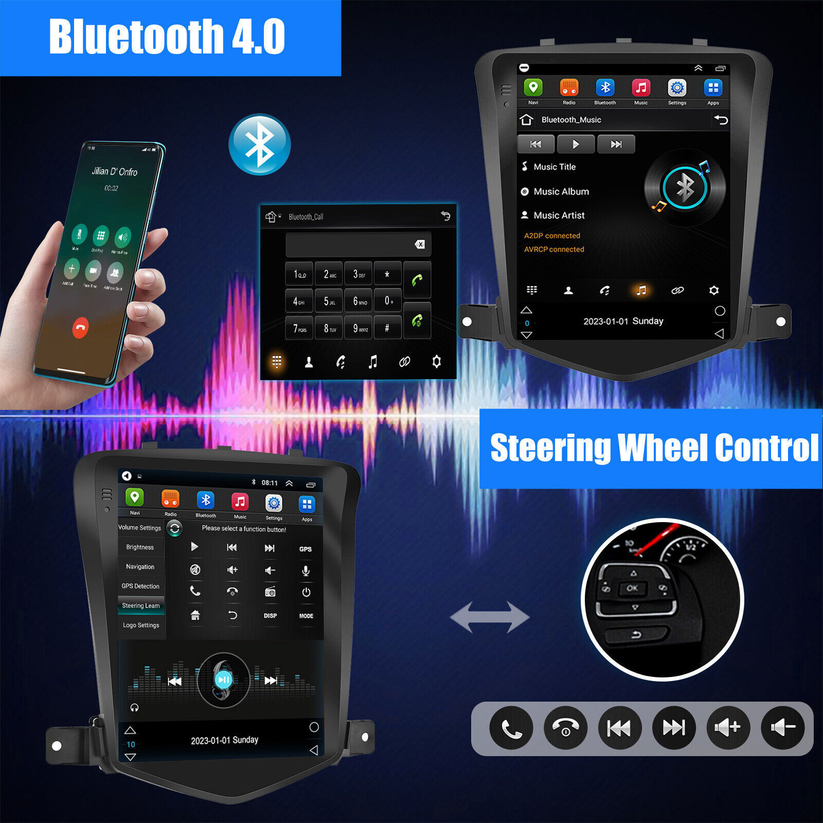 Android 13.0 For 2009-2015 Chevy Cruze GPS Navi Car Radio Stereo WiFi Player CAM