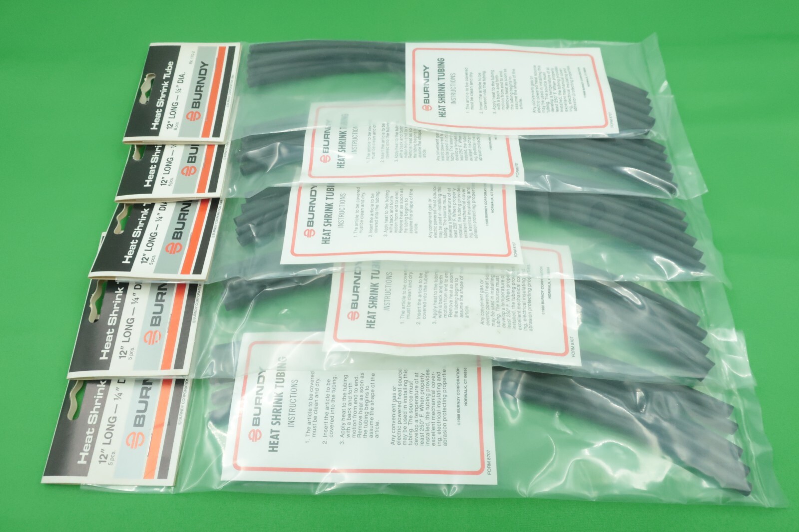 Burndy RK 170-2 Heat Shrink Tube 12" Long 1/4" Diameter Quatity of 25 NOS USA