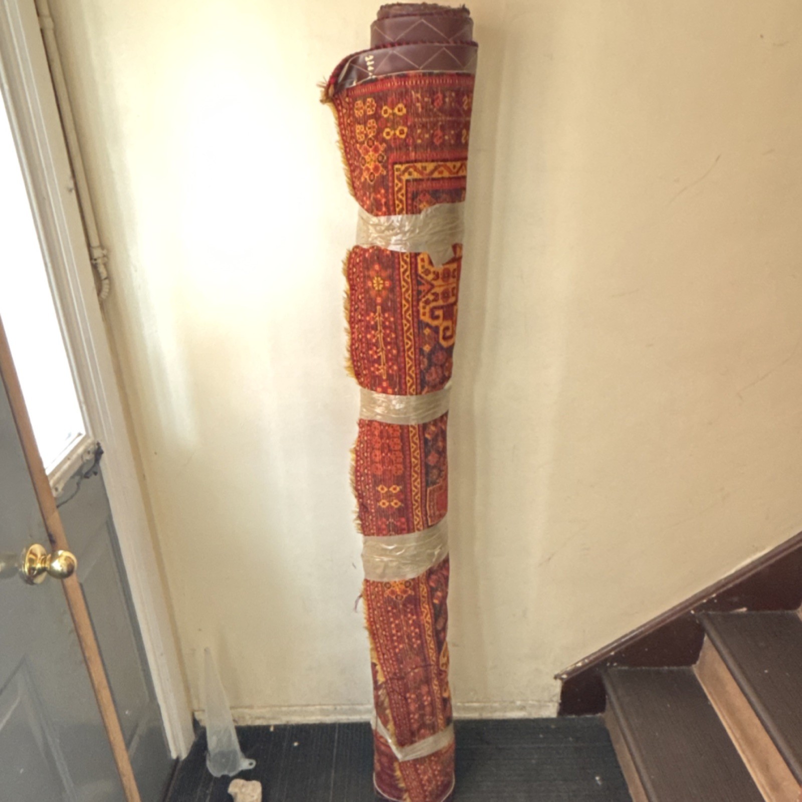 Traditional Geometric Floral Area Rug Red Yellow Brown Black Rectangle