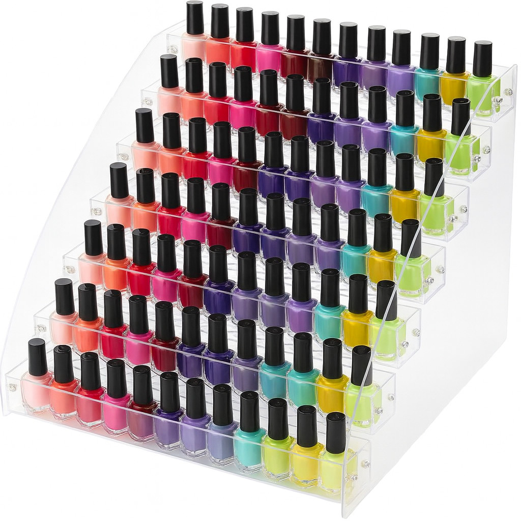 Clear Acrylic 7-Tier Display Stand Beauty Cosmetic Organizer Retail Shelf