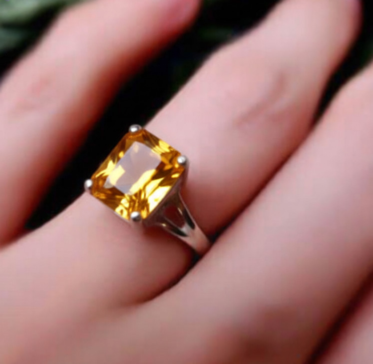 Beautiful Citrine Gemstone Handmade 925 Sterling Silver Jewelry Ring All Size