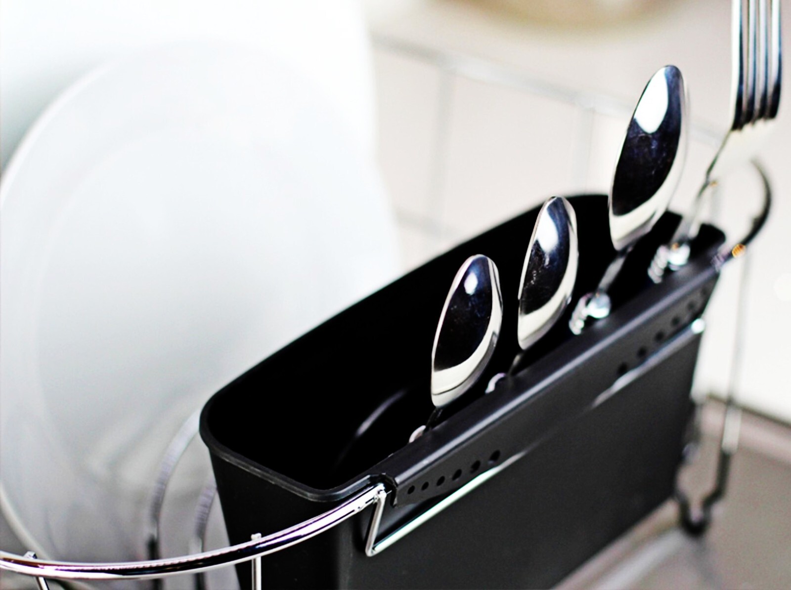 Kitchen Steel Over Sink Dish Drying Rack with Cutlery Holder Drainer Organizer