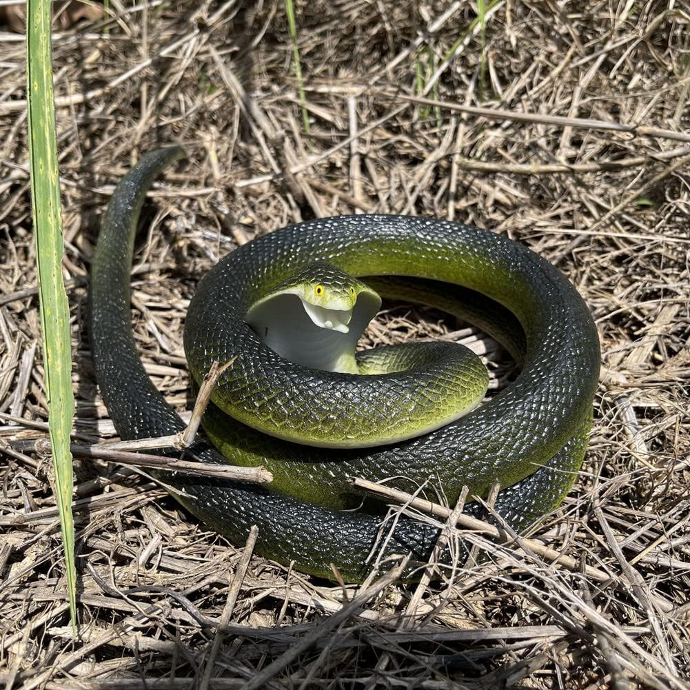 Realistic Rubber Snake - Scary Fake Snake for Bird Deterrent, Large Black Cobra