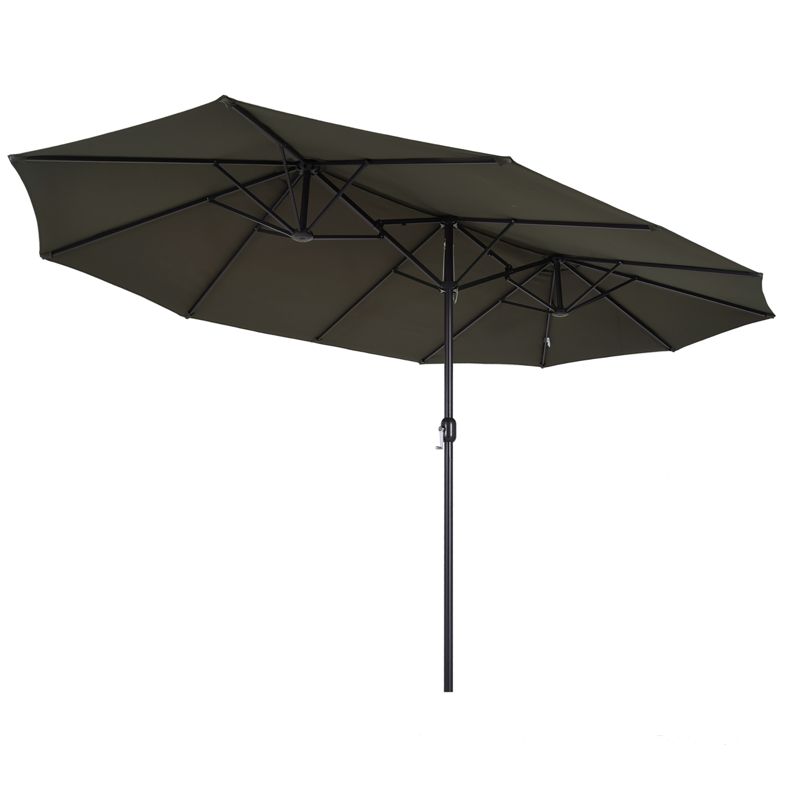 15' Outdoor Double Sided Market Patio Umbrella Steel Rectangular - Grey