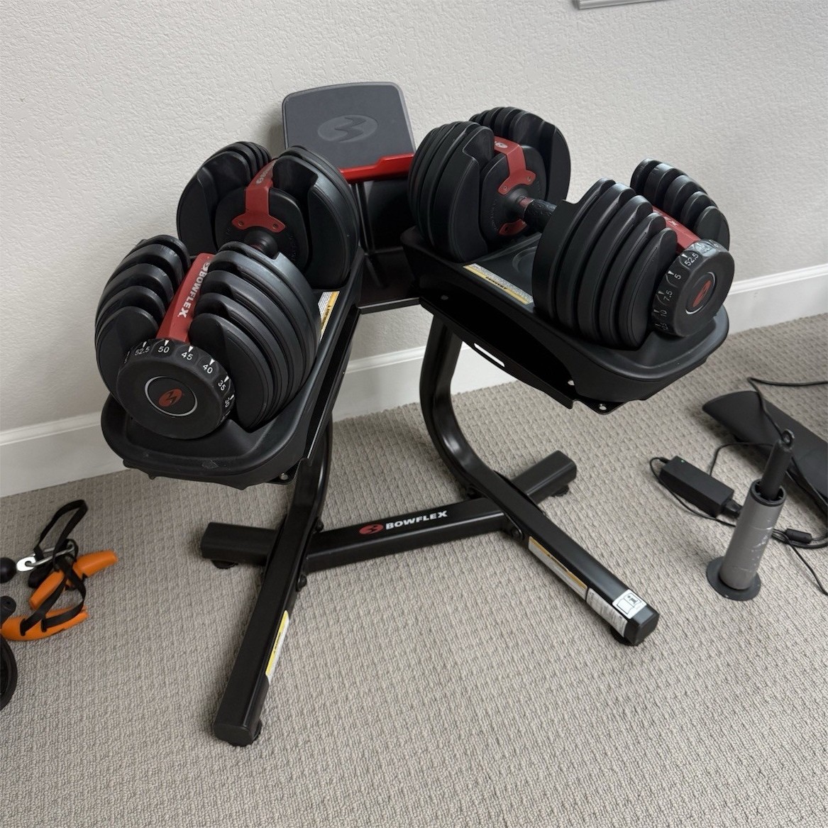 Bowflex 552 Adjustable Dumbbells 52.5 lb Set with Stand, Black Red