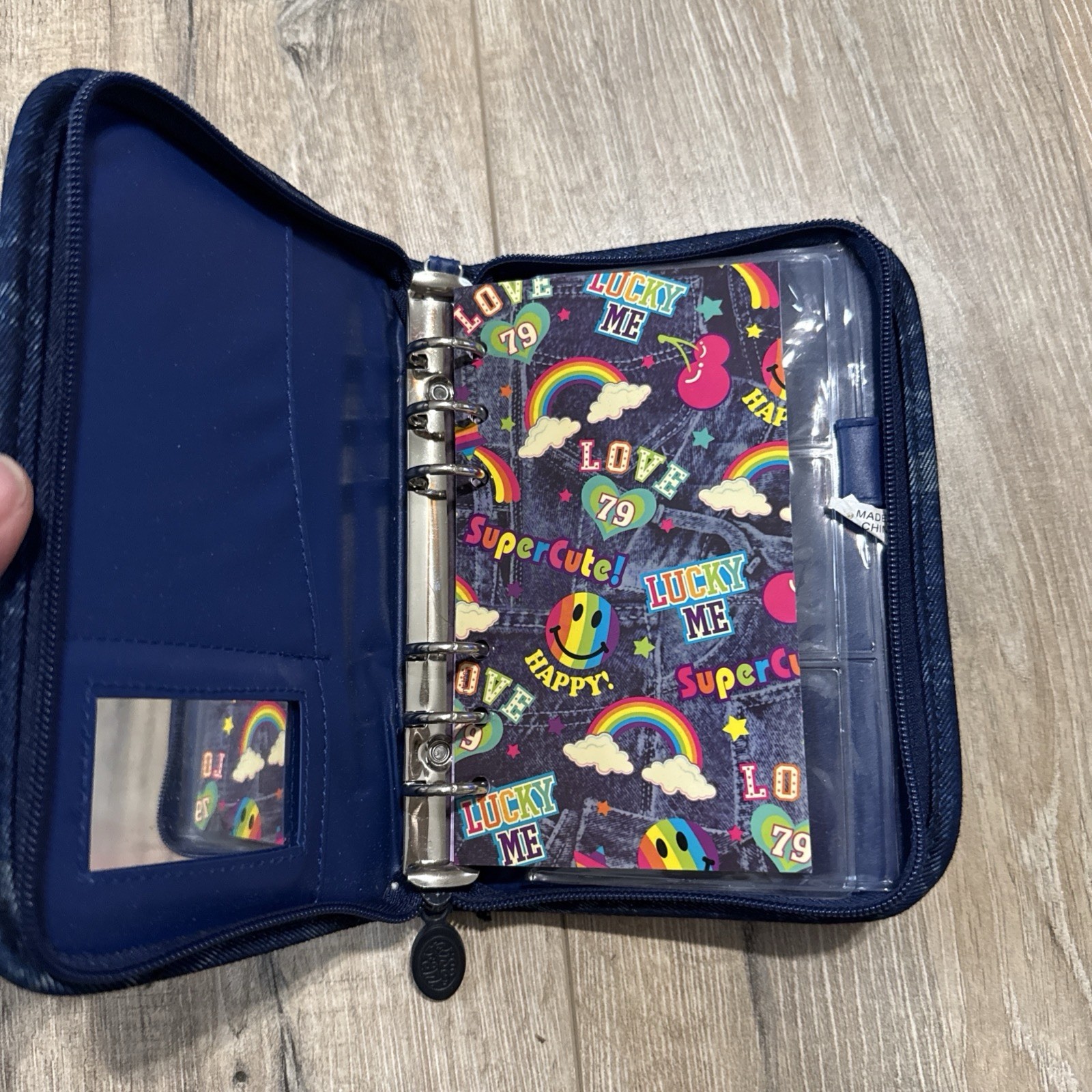 VTG Lisa Frank Purse Planner Smiley Face Rainbows Denim Agenda Wallet 90s Y2K