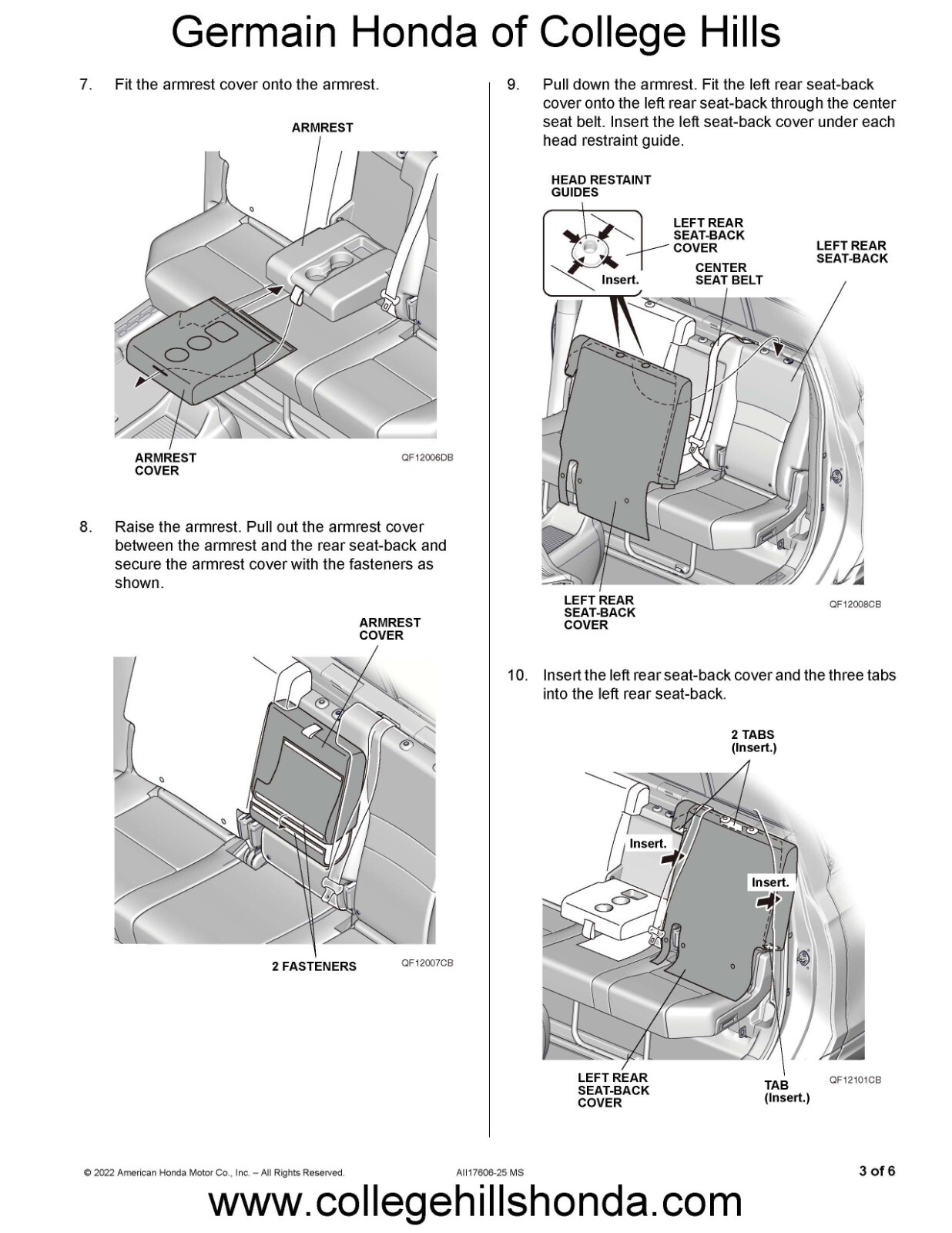 2017-2025 Genuine Honda Ridgeline Rear Seat Cover - OEM! NEW! 08P32-T6Z-110A