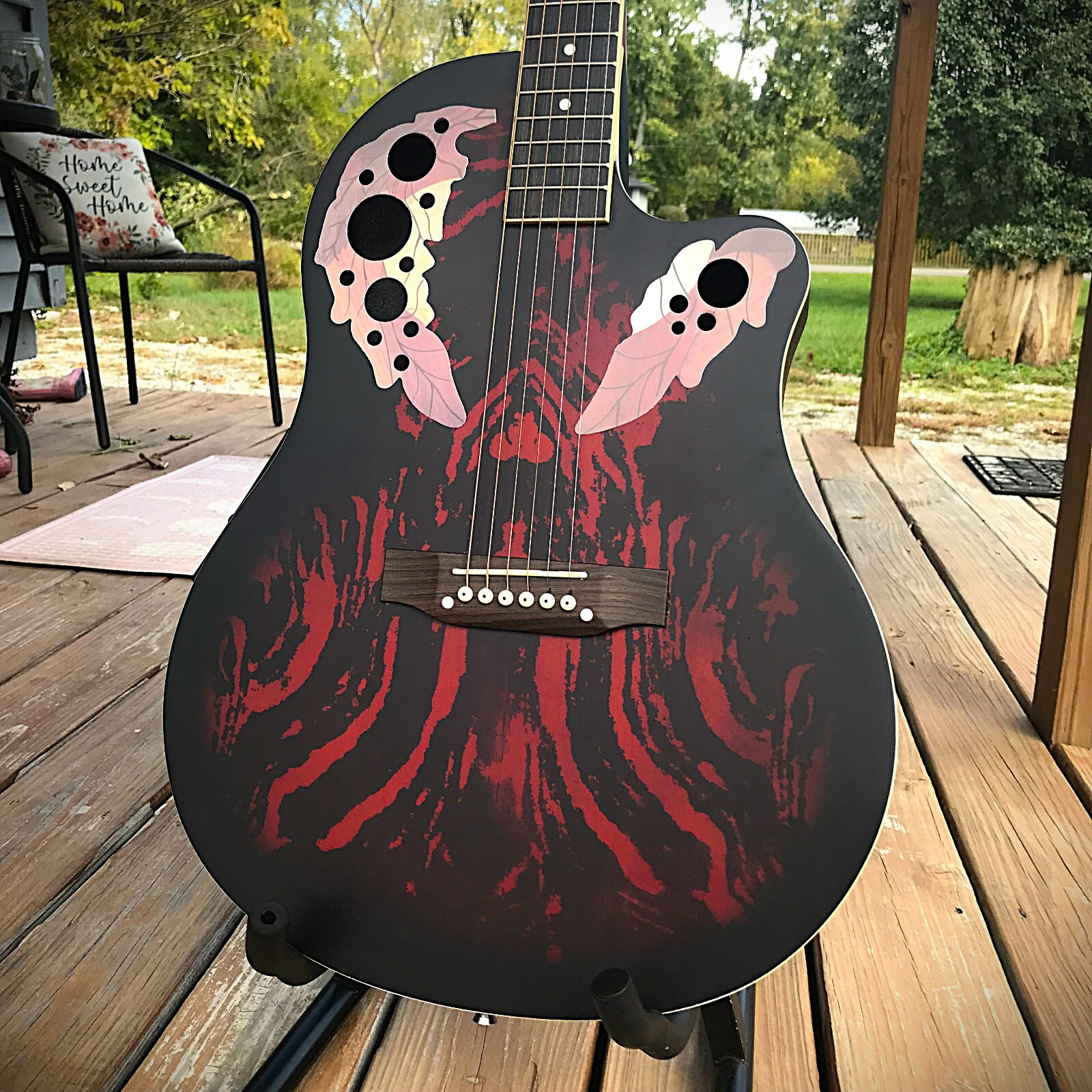 Red Acoustic Electric Guitar, Full Size with Cutaway, Round ABS Back, Gig Bag