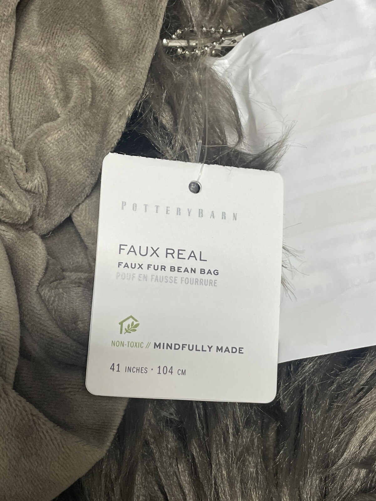 Pottery Barn Teen Mongolian mushroom brown Faux Fur Bean Bag Cover 41" large