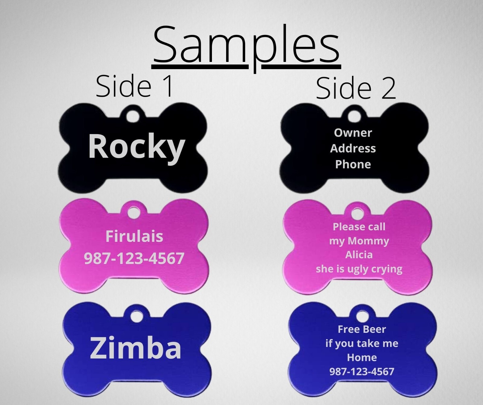 LASER ENGRAVED PERSONALIZED PET TAG ID DOG CAT NAME TAGS DOUBLE SIDE