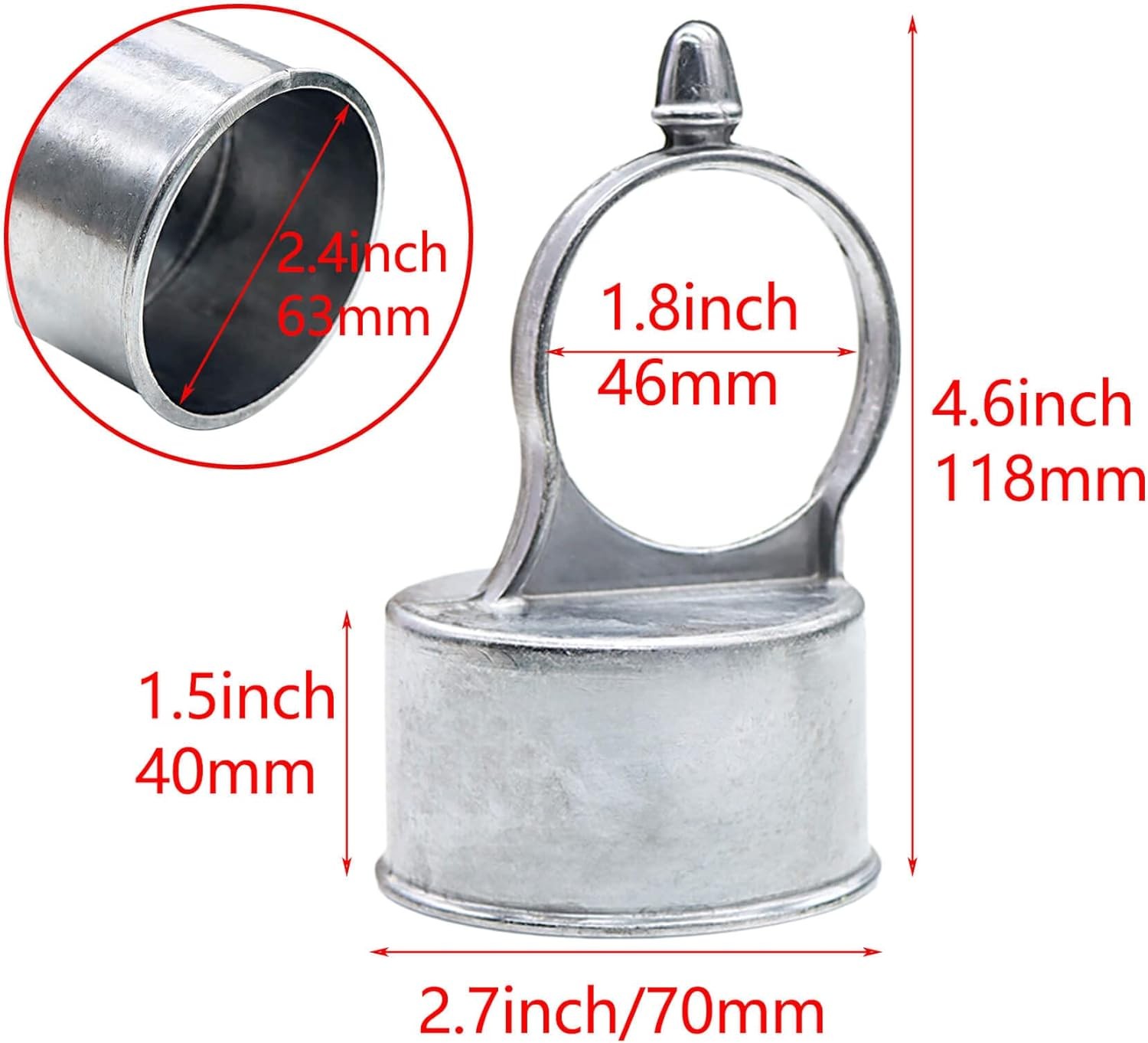 2PCS Chain Link Fence Loop Cap, Chain Link Fence Parts for 2-3/8" Outside Diamet