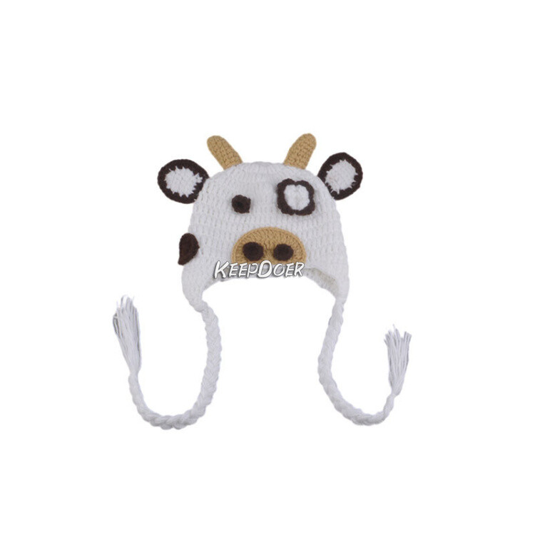Newborn Baby Kids Knit Clothing Cow Shorts Hat Crochet Photography Studio Props