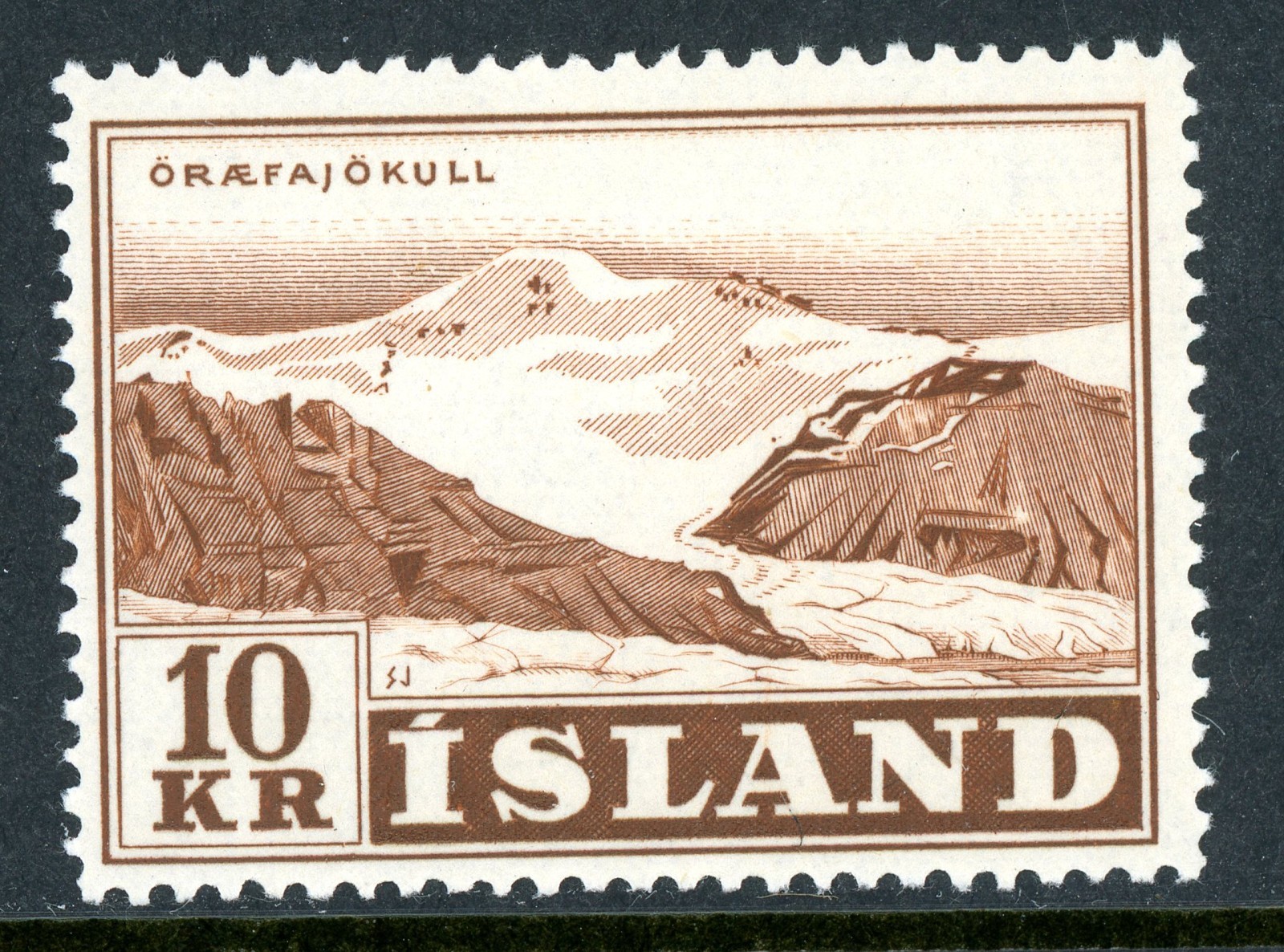 Iceland 1957 Glacier 10Kr Red Brown Scott #304 Mint Non Hinged T104