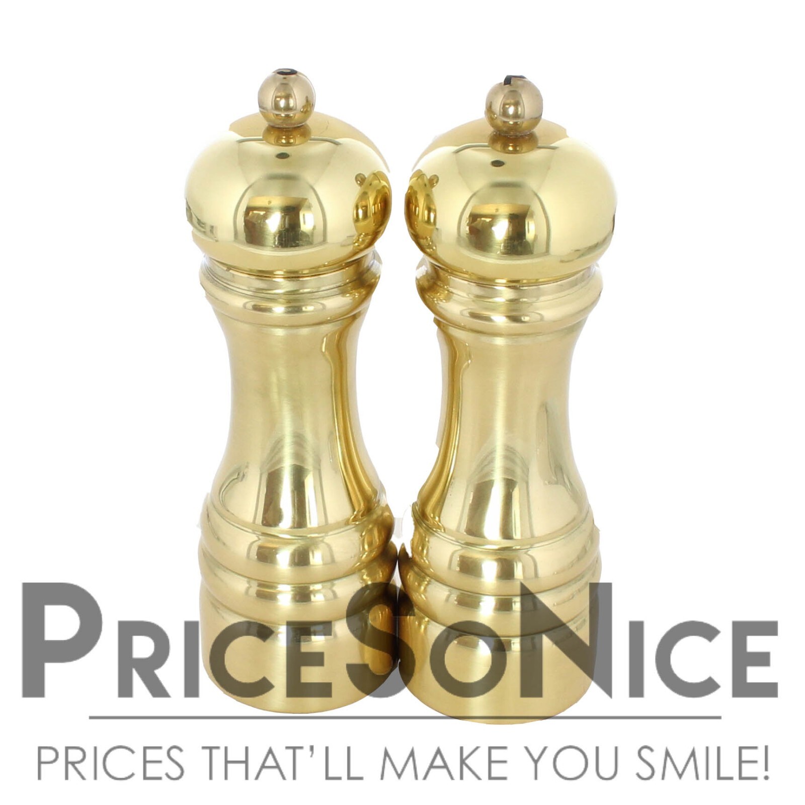 Williams Sonoma 7″ Brass Salt & Pepper Mill Set + FREE Thermometer MSRP $335