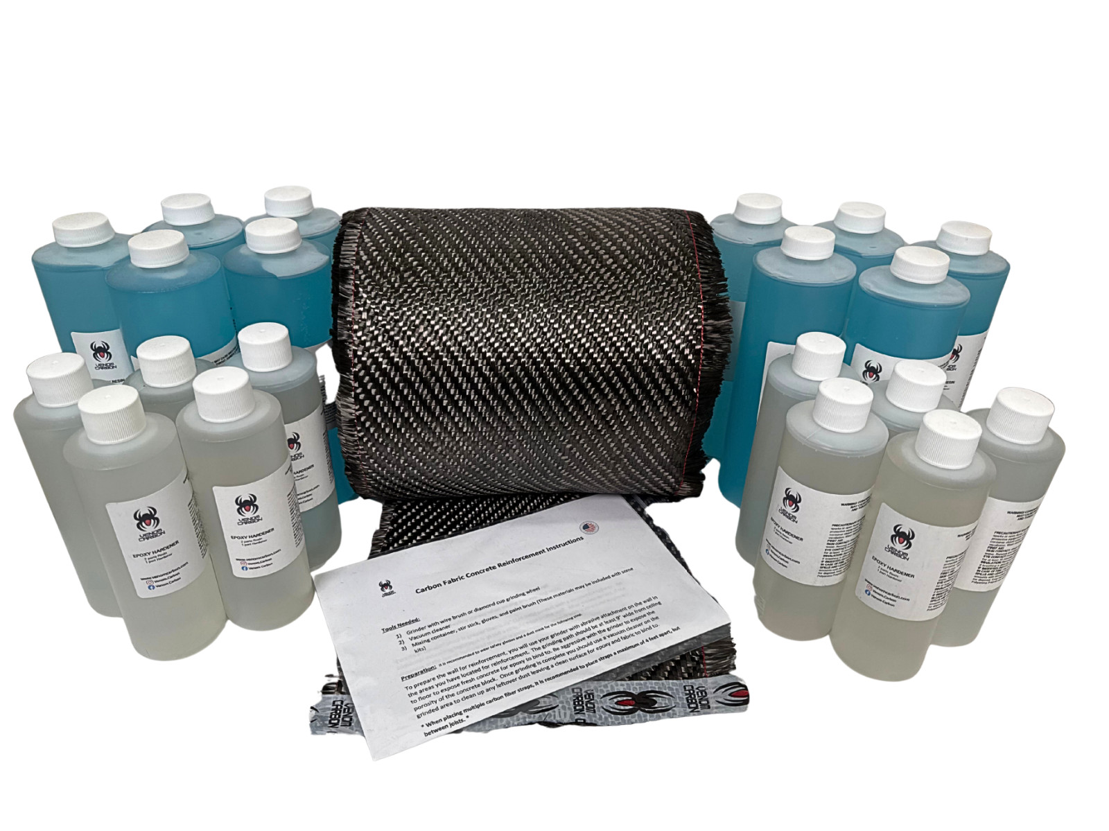 100ft Contractor's Kit - Carbon Fiber Foundation Wall Repair 8 inch Twill Weave