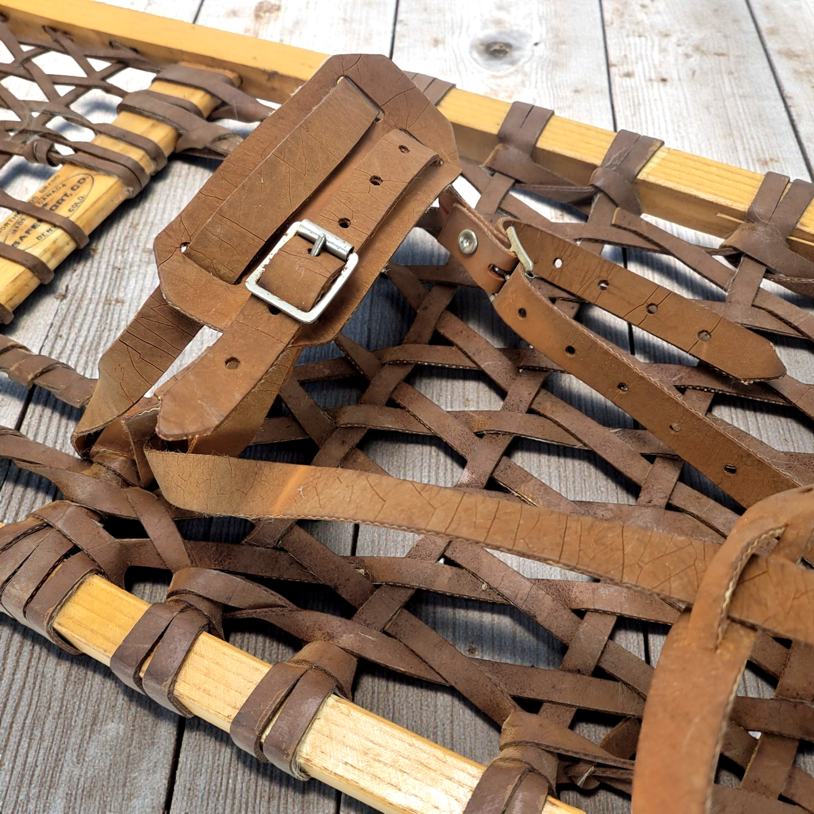 Vintage Snowshoes Northwoods Brand Made In Canada 56" x 10" Safesport Denver CO.