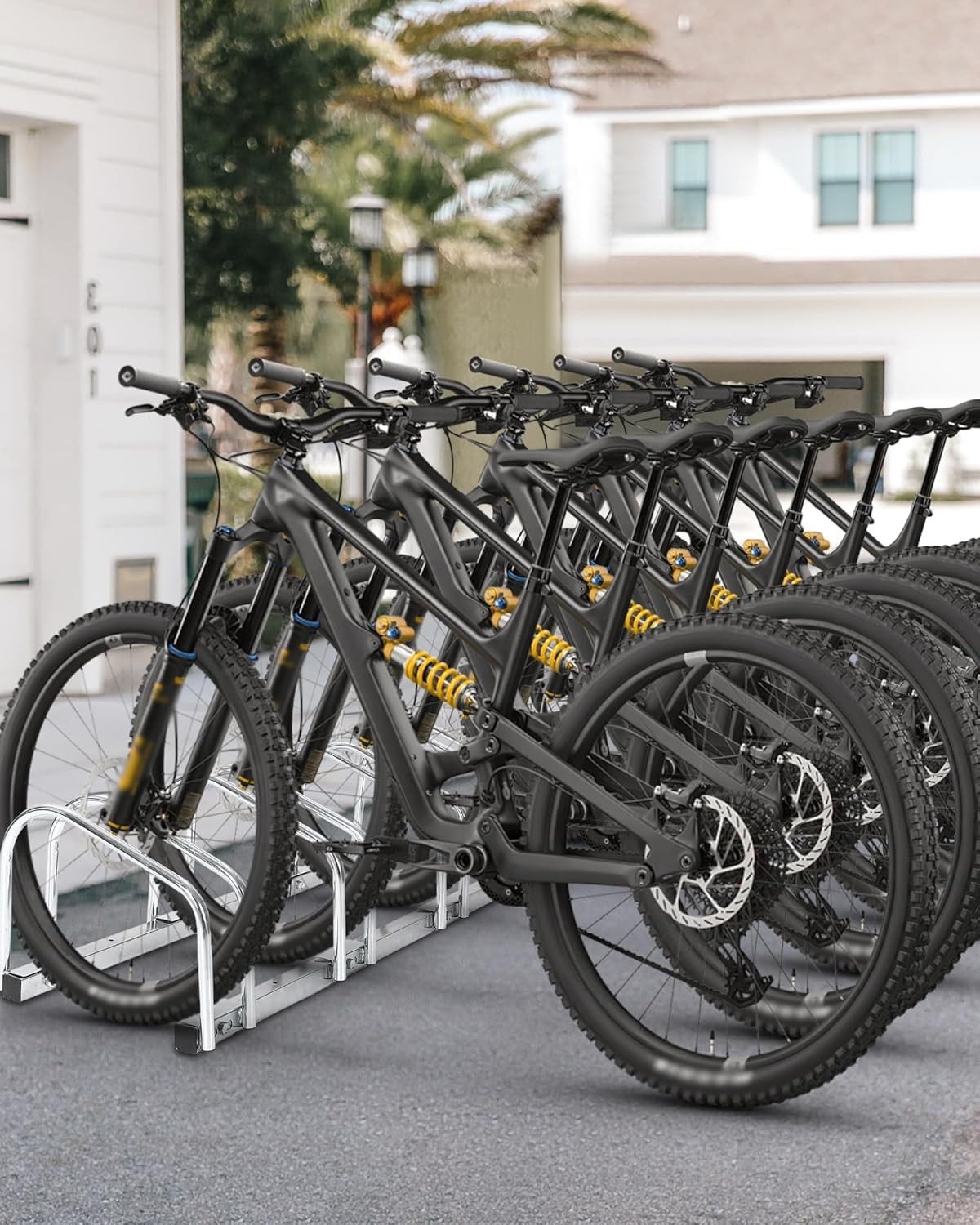 2-6 Compartment Bike Storage Rack Bicycle Floor Parking Stand for Home Garage