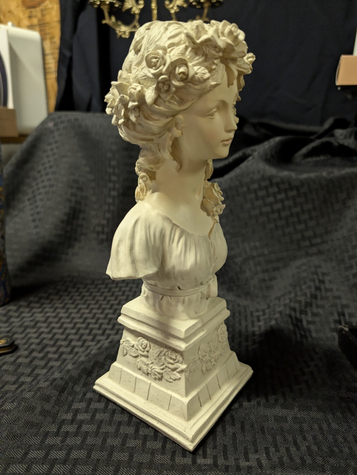 Art Nouveau alabaster bust of a woman by Adolfo Cipriani.