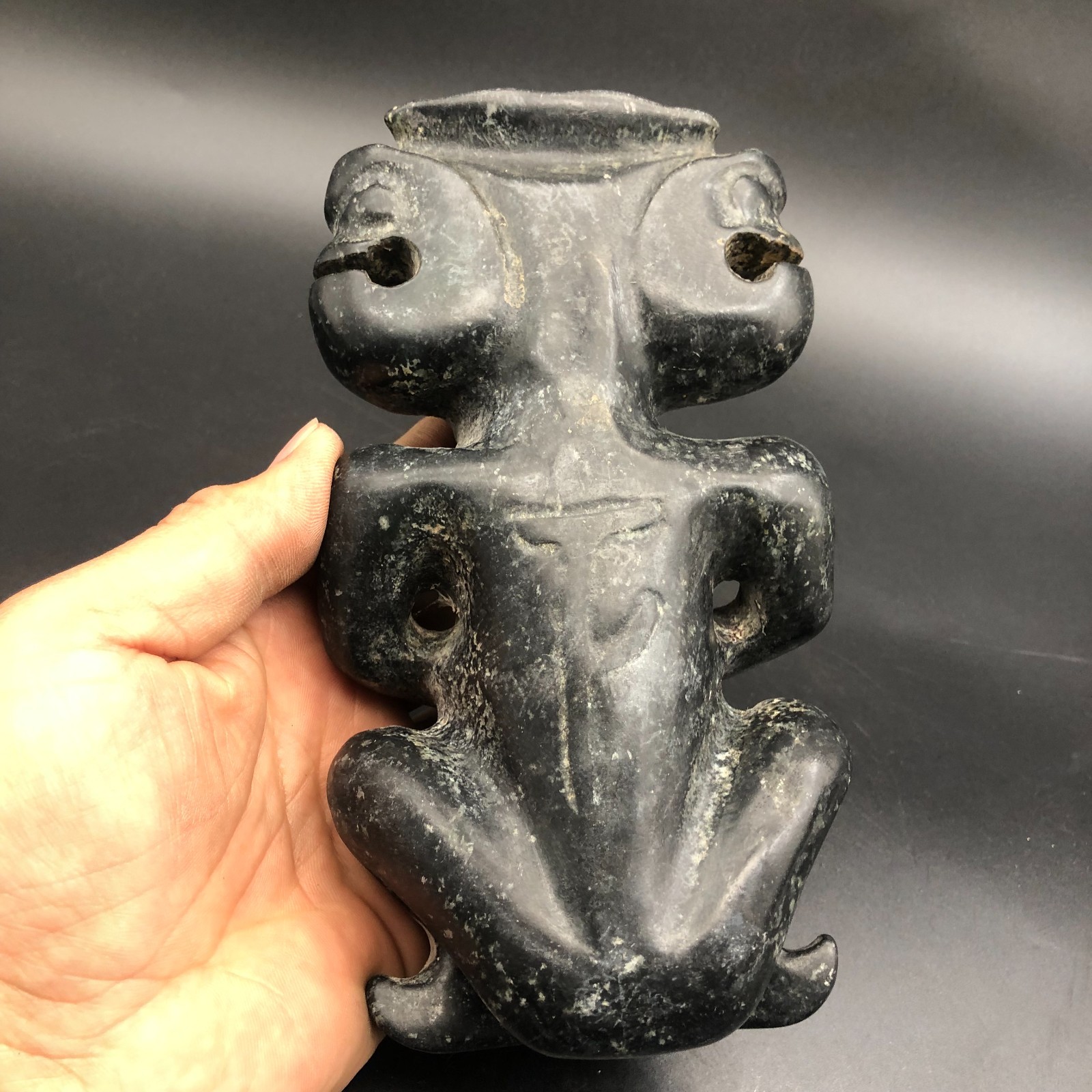 Old HongShan Culture Meteorite Jade Hand-Carved Sun God Helios Statue