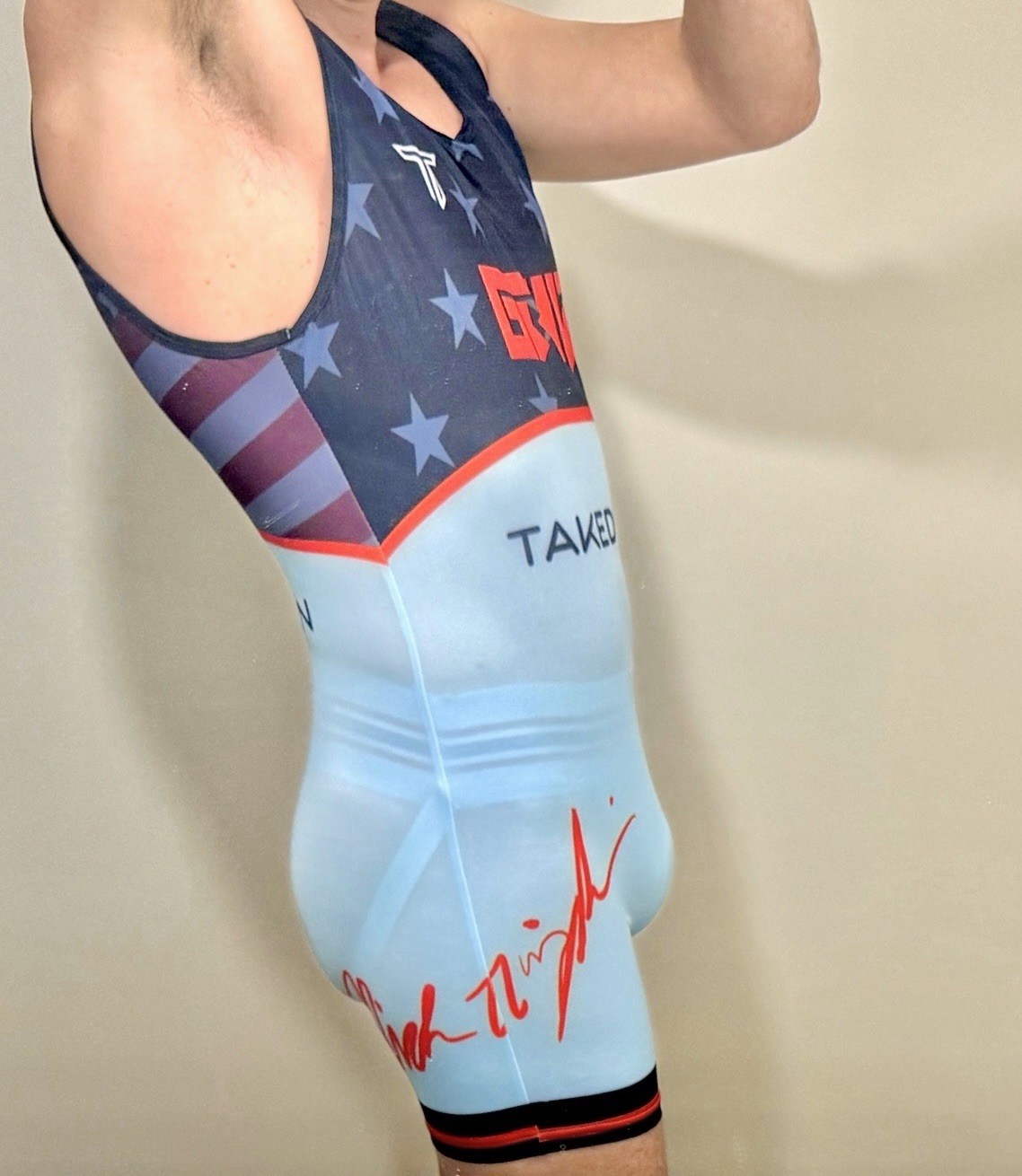 WRESTLING SINGLET Nick G GWIZ Match-used Jock XL