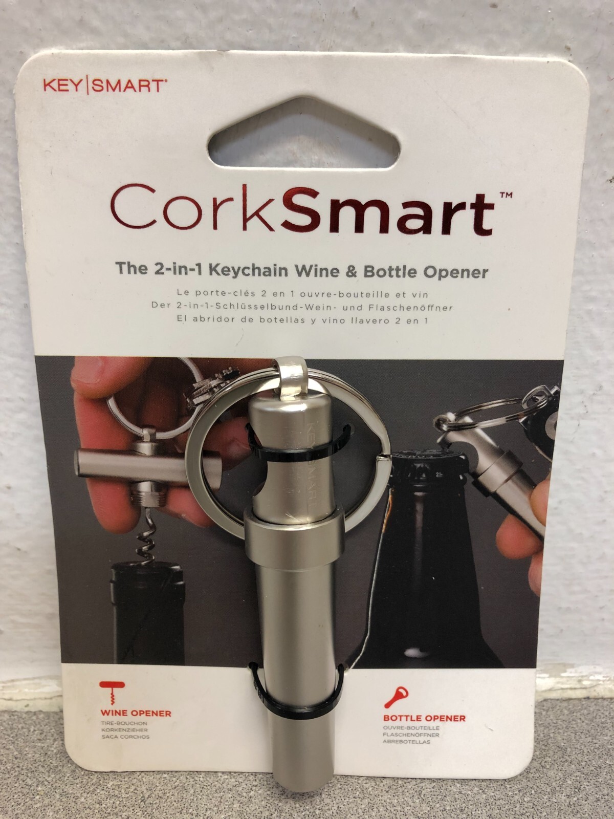 KeySmart KS821-SS CorkSmart Stainless Steel Silver Bottle Opener Keychain