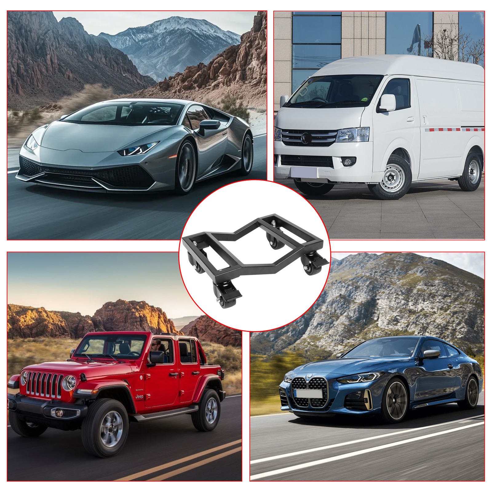 Car Dolly Set of 4, 10000 LBS Capacity Wheel Dolly Antiskid Vehicle Dollies