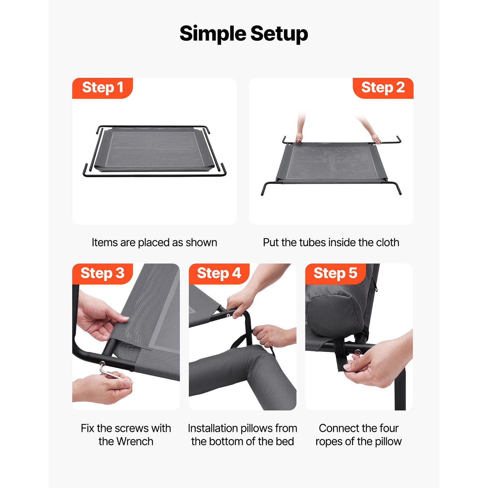 Elevated Dog Bed for Large Dog Portable Raised Dog Cot with Pillow XL Gray