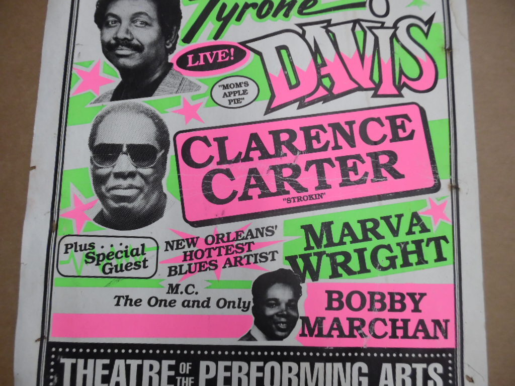 Vintage Tyrone Davis Clarence Carter R&B Blues Soul Concert Poster New Orleans