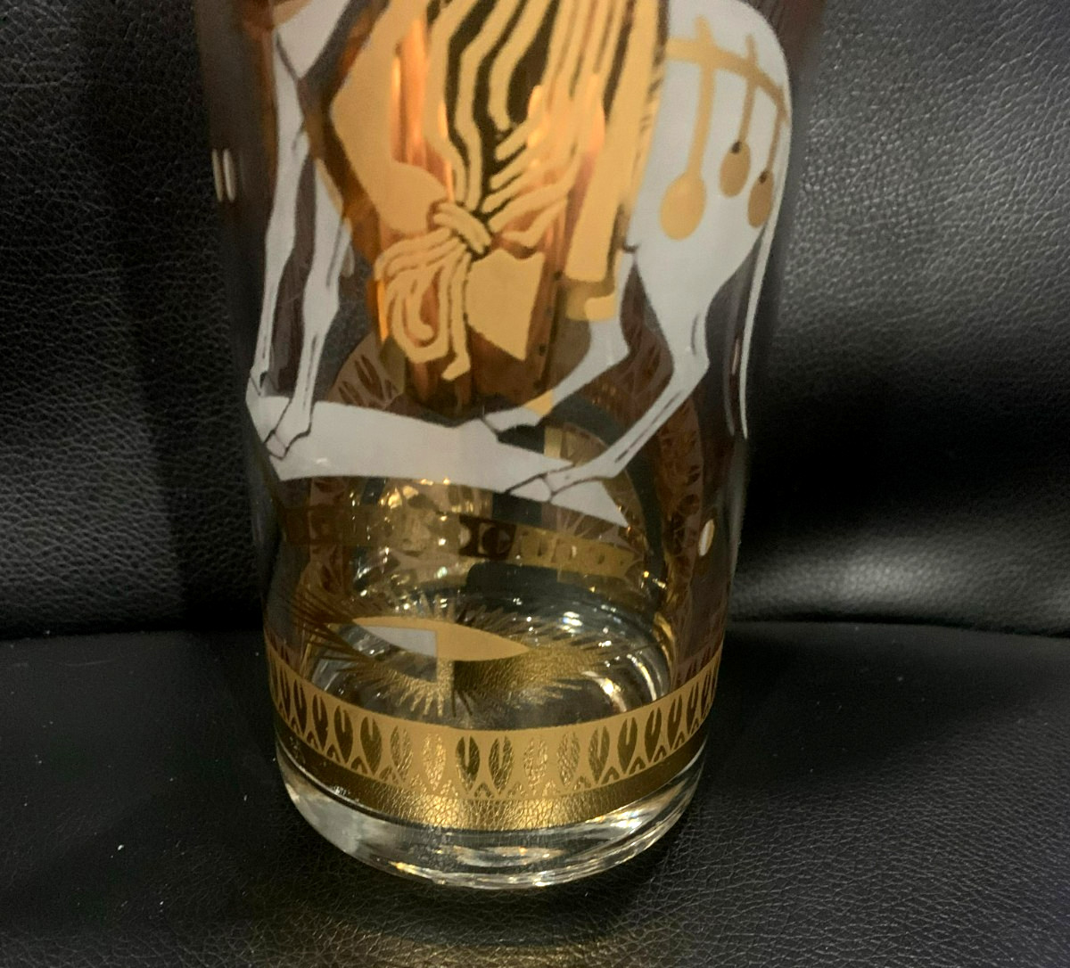 FRED PRESS 60's Martini Cocktail Pitcher w/White Trojan Horse Motif 10.5"