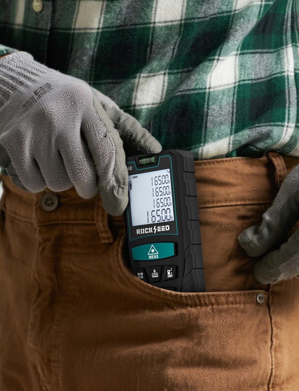 Portable Laser Measure 165' LCD Digital Laser Distance Meter w 2 Bubble Levels