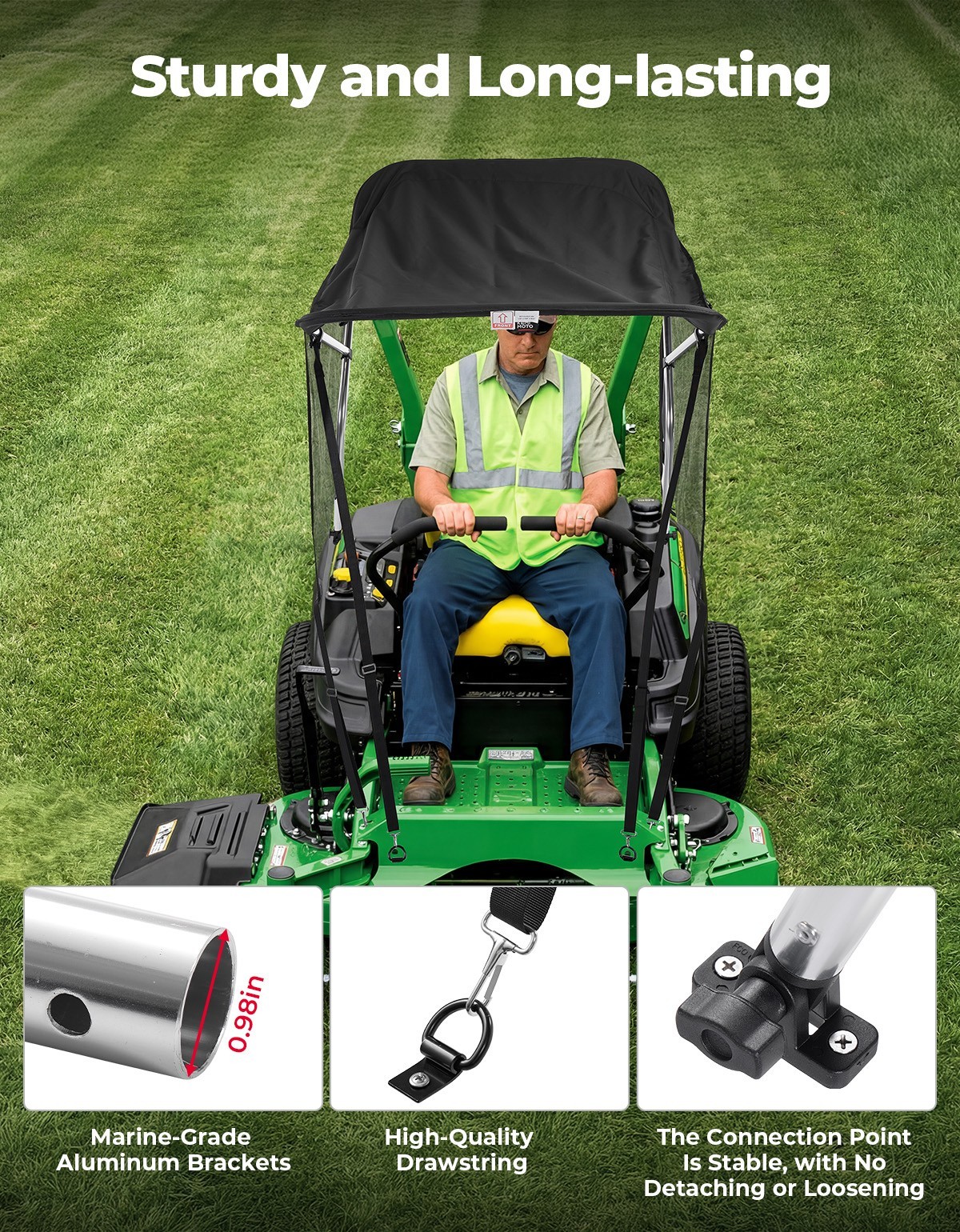 KEMIMOTO Sun Shade Canopy For Zero Turn Lawn Mower For John Deere Cub Cadet Troy