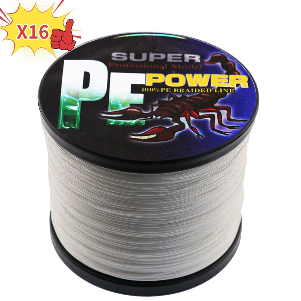 16 Strands 100M-2000M 20lbs-500lbs White Hollow pe Dynema Braided Fishing Line