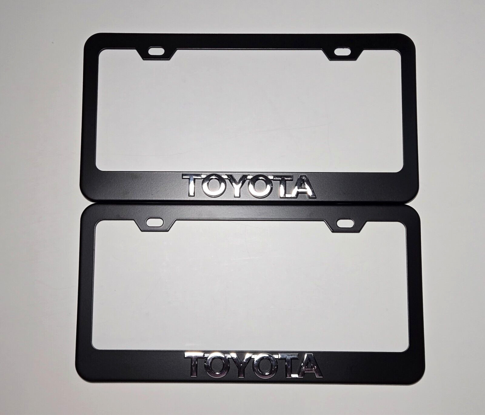 2 pcs Black License Plate Frame for 3D silver - Toyota- Logo