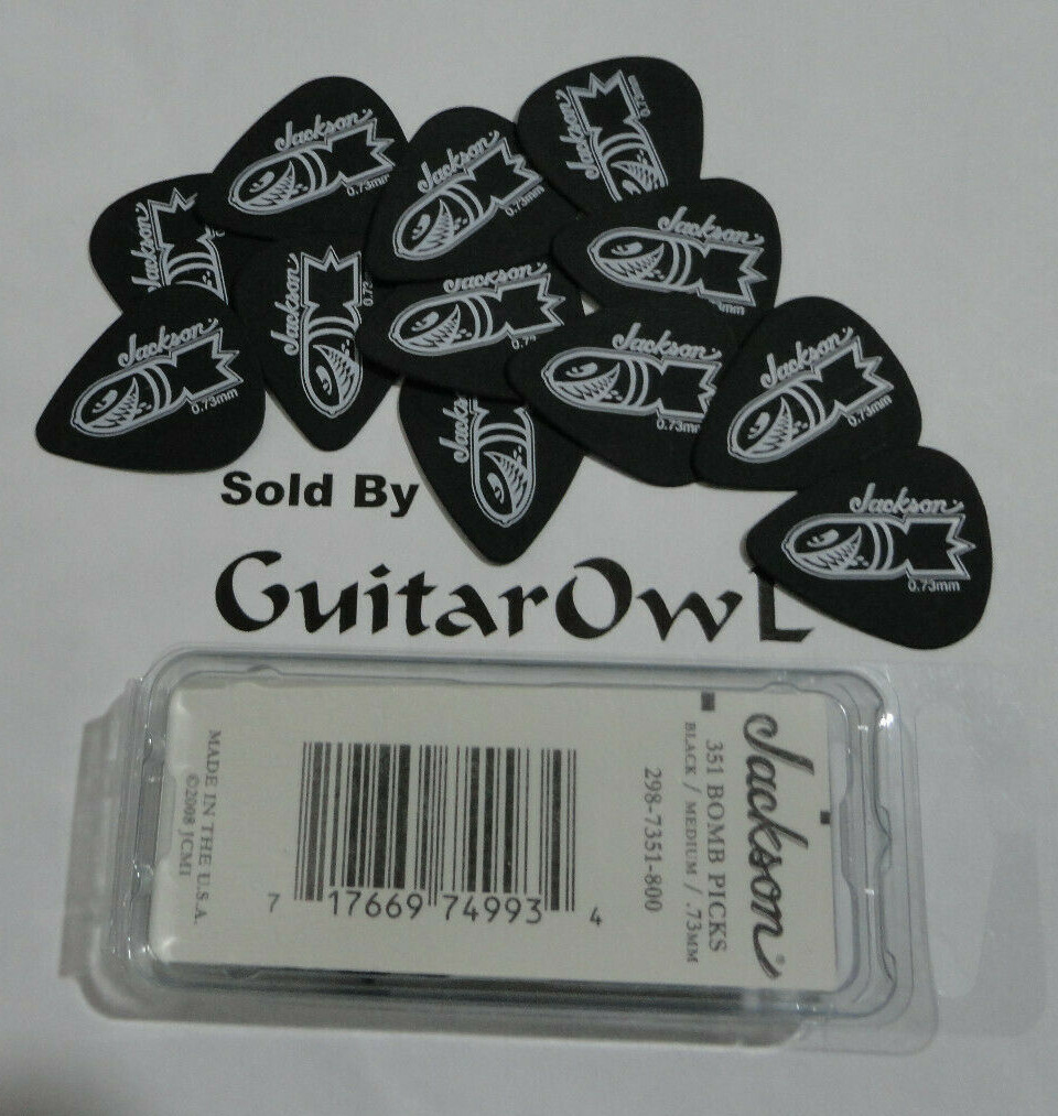 JACKSON MEDIUM GUITAR PICKS 351 Black Bomb Pick .73mm 12 picks 298-7351-800
