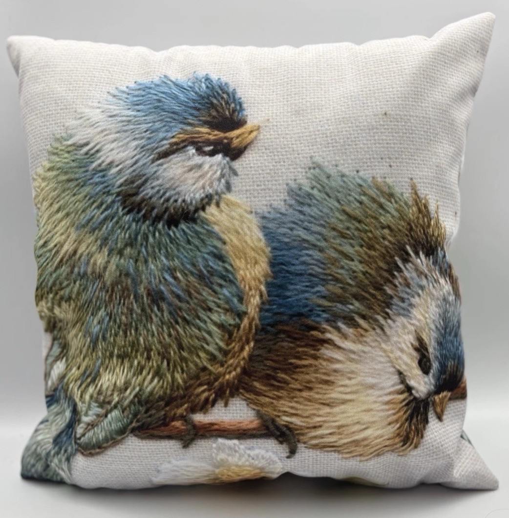 TentCraft Bird Throw Pillow Pair 14” Square Zippered Washable Covers Inserts