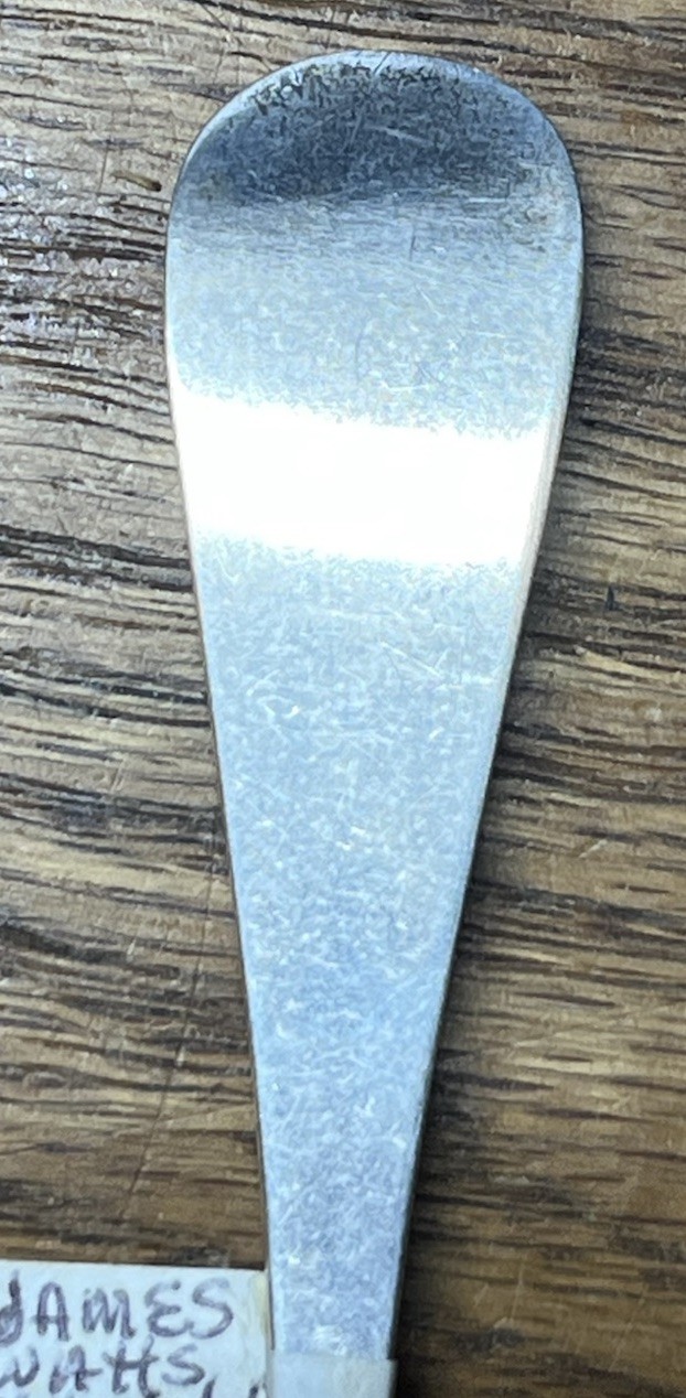 American Coin Silver Old Style 3 Tine Engraved Pickle Fork James Watts Phila