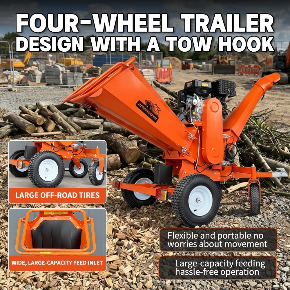 6'' 18hp Wood Chipper 450cc Gas Powered E-start 4-Wheel 12V/9A FREE SHIPPING