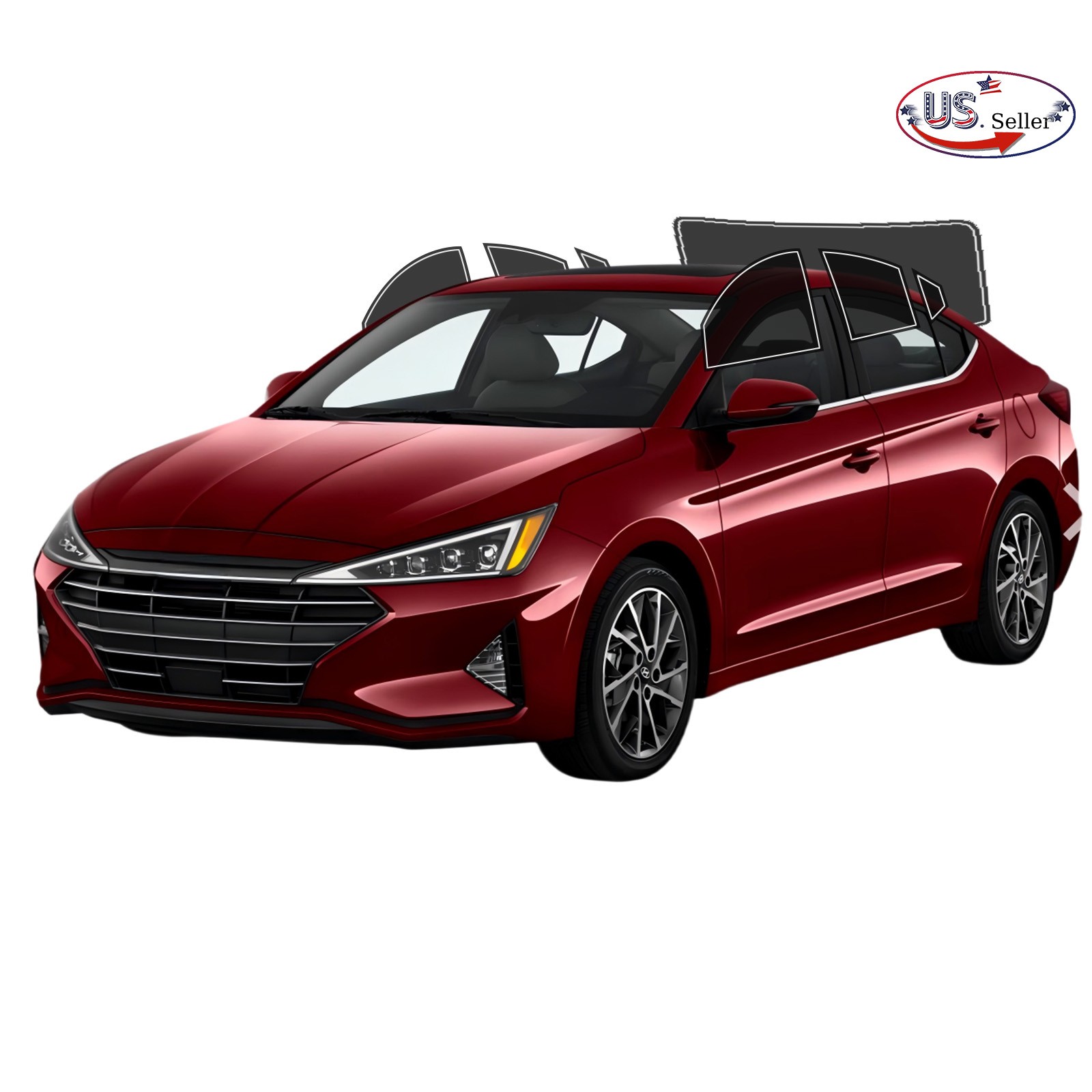 PreCut All Sides Window Film Any Tint Shade For Hyundai Elantra Sedan 2017-2020