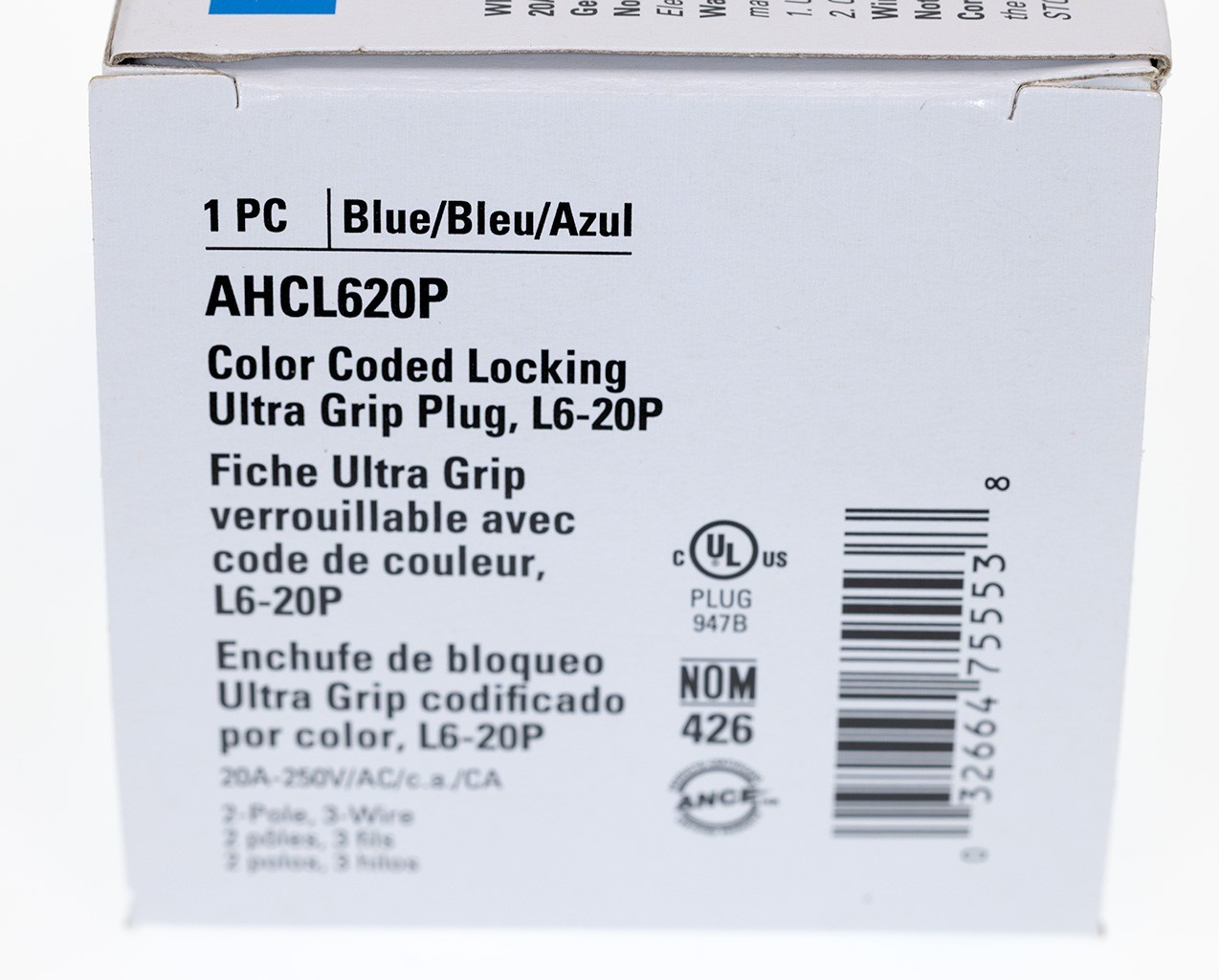 Eaton AHCL620P Industrial Locking Plug L6-20P 20A 250V Ultra Grip 2-Pole 3-Wire