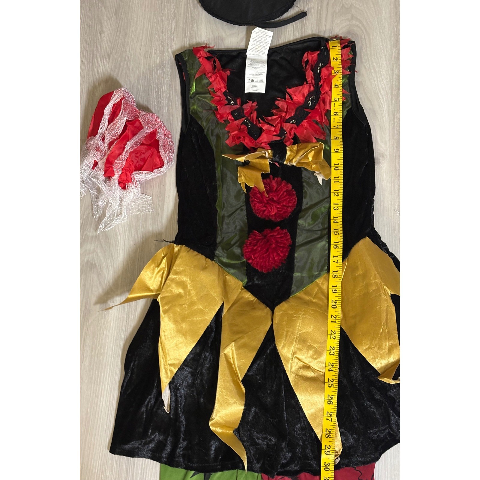 Rubies Evil Clown Costume Womens S Red Black Halloween Cosplay Dress Leggings