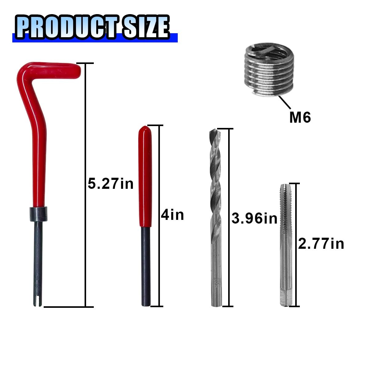 30PCS M6 x 1.0mm Thread Repair Insert Kit, Metric Helicoil Kit Compatible Hand T