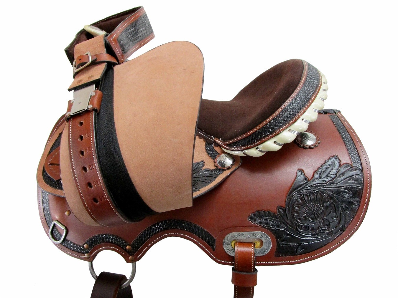 GAITED HORSE WESTERN SADDLE 16 15 PLEASURE TRAIL FLORAL TOOLED LEATHER TACK SET