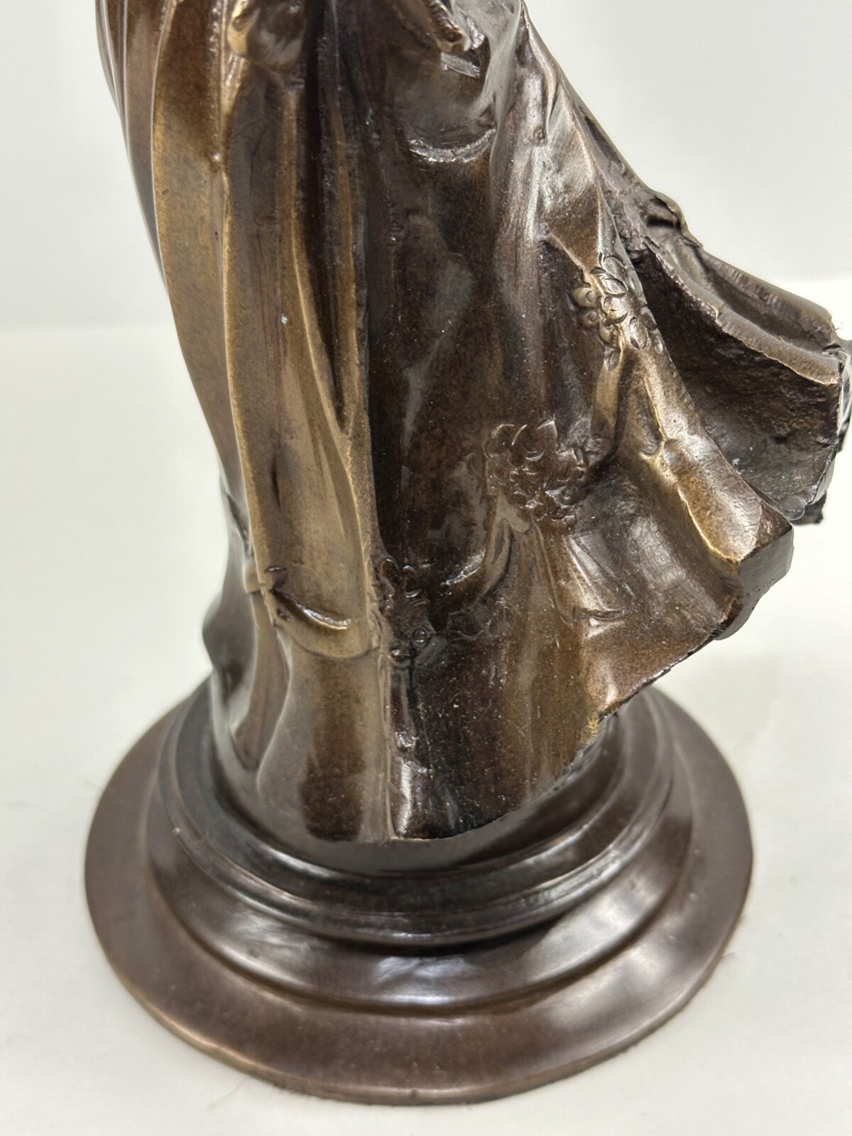 Vintage Victorian Lady Bronze Brass Statue Sculpture Holding Fan 13" High