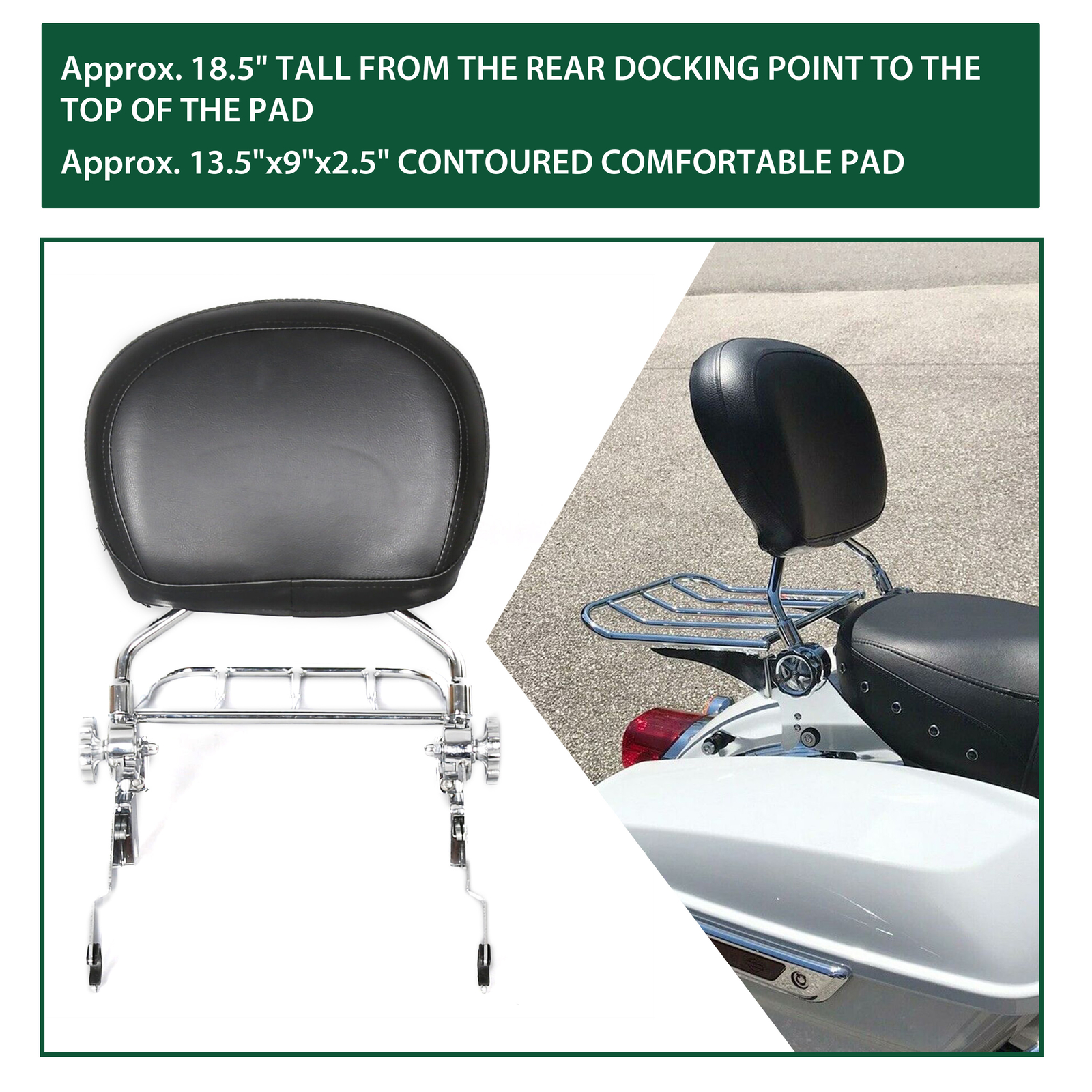 Adjustable Sissy Bar Backrest Luggage Rack For 09-24 Harley Road Electra Glide