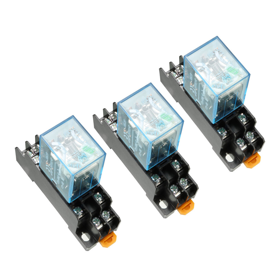 3 x DC 12V Coil Voltage 35mm DIN Rail DPDT 8Pins Electromagnetic Power Relay
