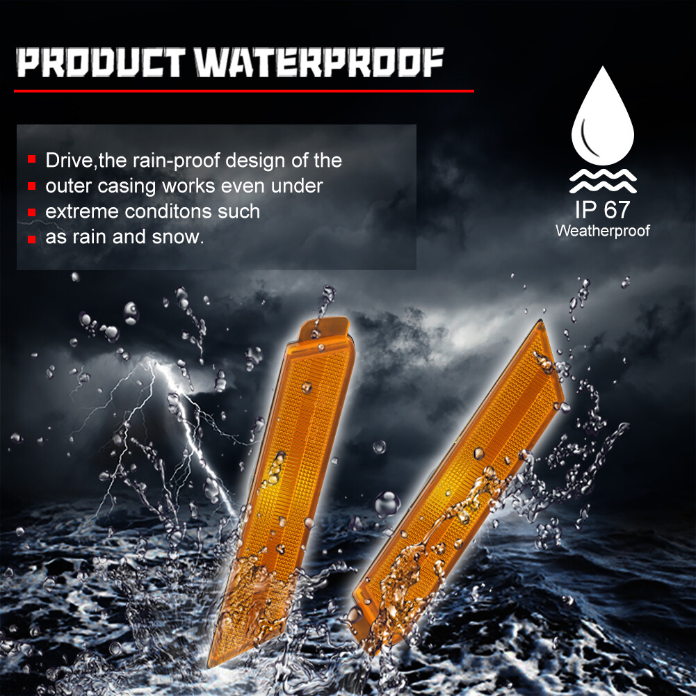 Pair Amber Lens Front Side Marker Signal Light Reflectors For 10-15 Chevy Camaro