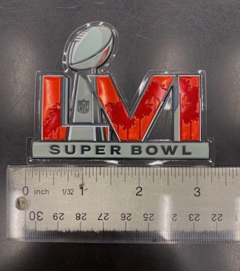 OFFICIAL PLASTIC Super Bowl LVI 56 Flex Chrome Rams vs Bengals Patch